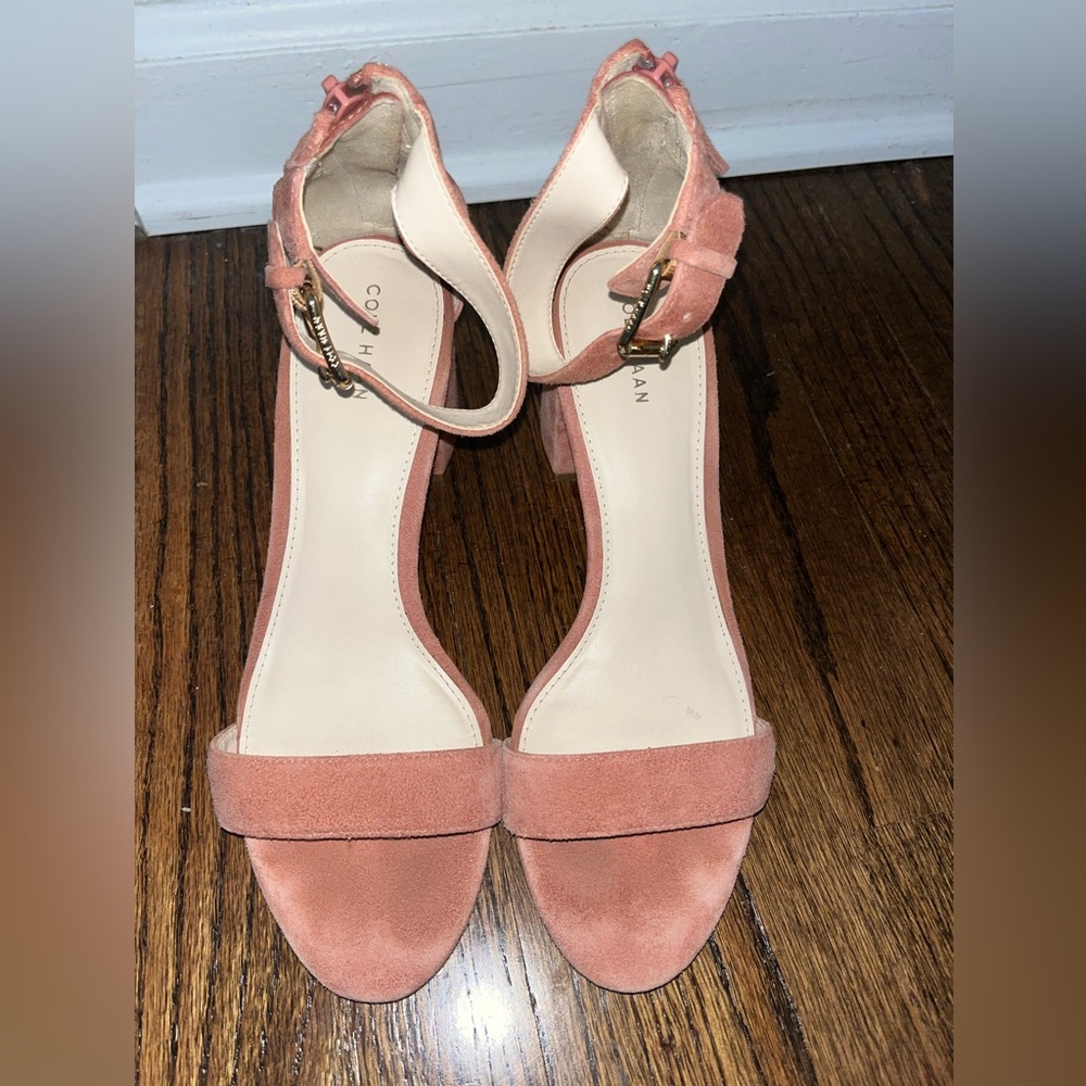 Cole Haan Pink Suede Ankle-Strap Heels